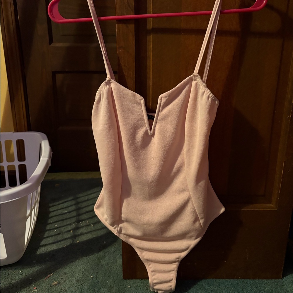 Boohoo Pink Bodysuit One Piece with Sweetheart Neckline